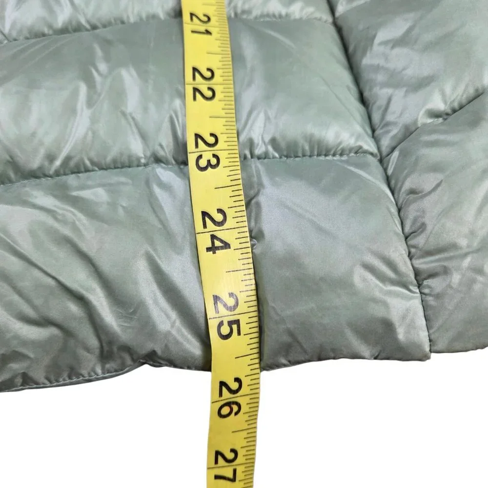 BCBG MAXAZRIA Puffer Jacket Womens Large Hooded Green Light Weight Down Filled - Picture 9 of 12